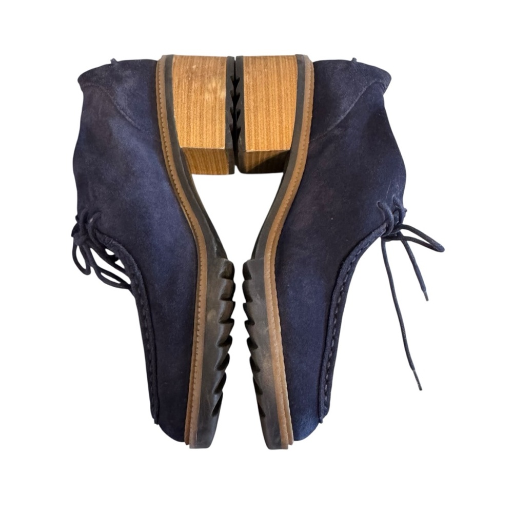 Clarks Somerset Balmer Willow Suede Navy Blue Shoes Size 8.5 Chunky Heel Comfy